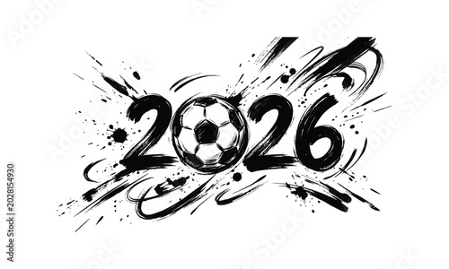 2026 fifa world cup brushstroke typography with soccer ball graphic