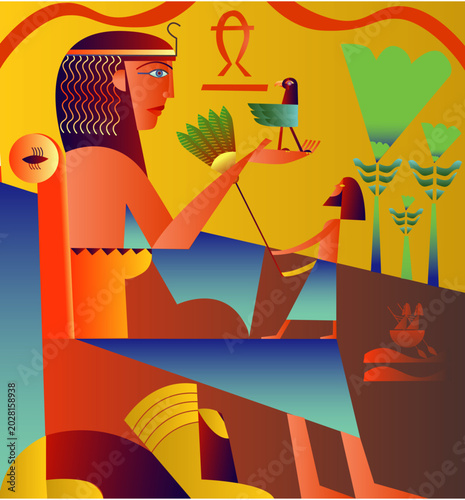 Cleopatra vector illustration, Egypt princess portrait