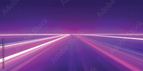 Abstract purple light trails on a dark background speed motion blur long exposure light beam painting science fiction abstract background perspective futuristic illustration infinite