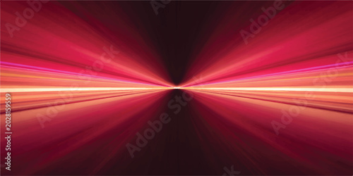 Fotografie Pink and orange light streaks radiating outwards from a central vanishing point