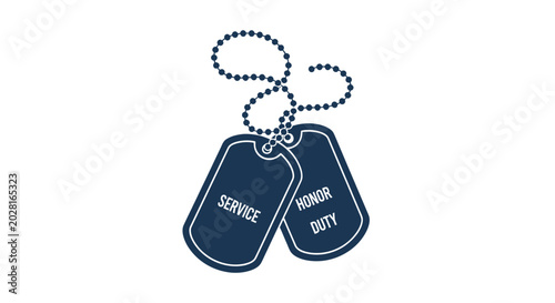 Military Dog Tags with Service, Honor, Duty - Vector Graphic