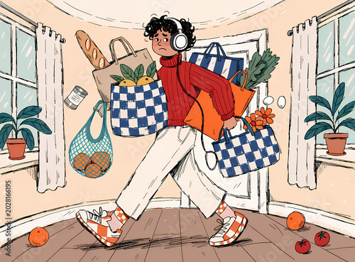 Colorful sketch illustrations depicting people’s everyday and playful moments