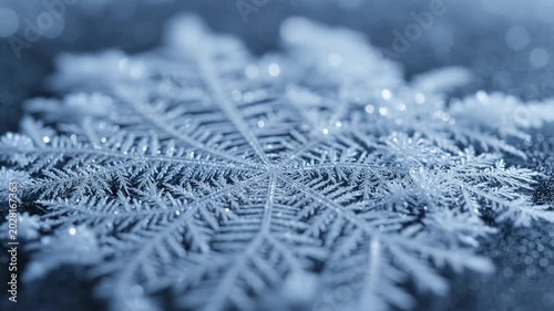 Intricate Snowflake Macro, Frozen Crystal Detail, Winter Ice Formation, Cold Season Nature