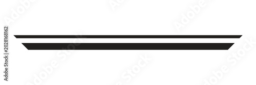 Abstract geometric black line divider element with beveled edges isolated on transparent background
