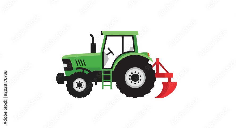 Naklejka premium green tractor illustration on a white background