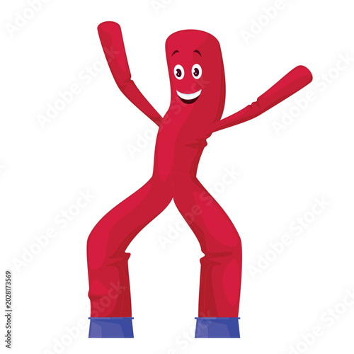 Slika na platnu An illustration of an inflatable Aeroman figure with his arms raised on a plain white background, advertising and enticing people to attend an event