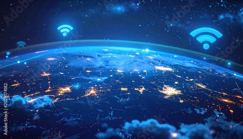 Digital luminescence enveloping the terrestrial sphere