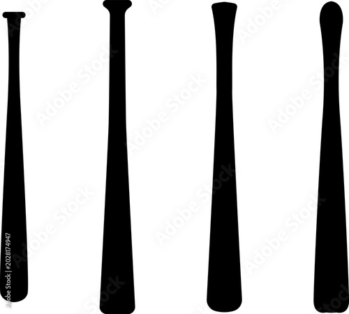 Fotografie Baseball bat types icons set