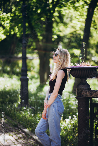A young woman in the park.
