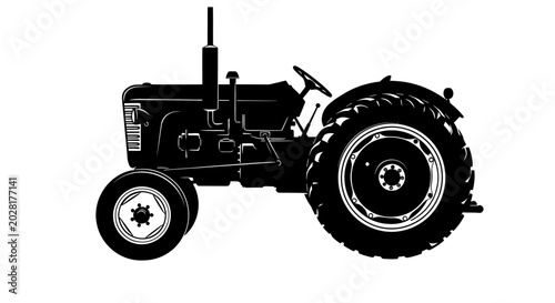 Tableau sur toile Vintage Tractor Silhouette, Agricultural Machine, Farming Vehicle
