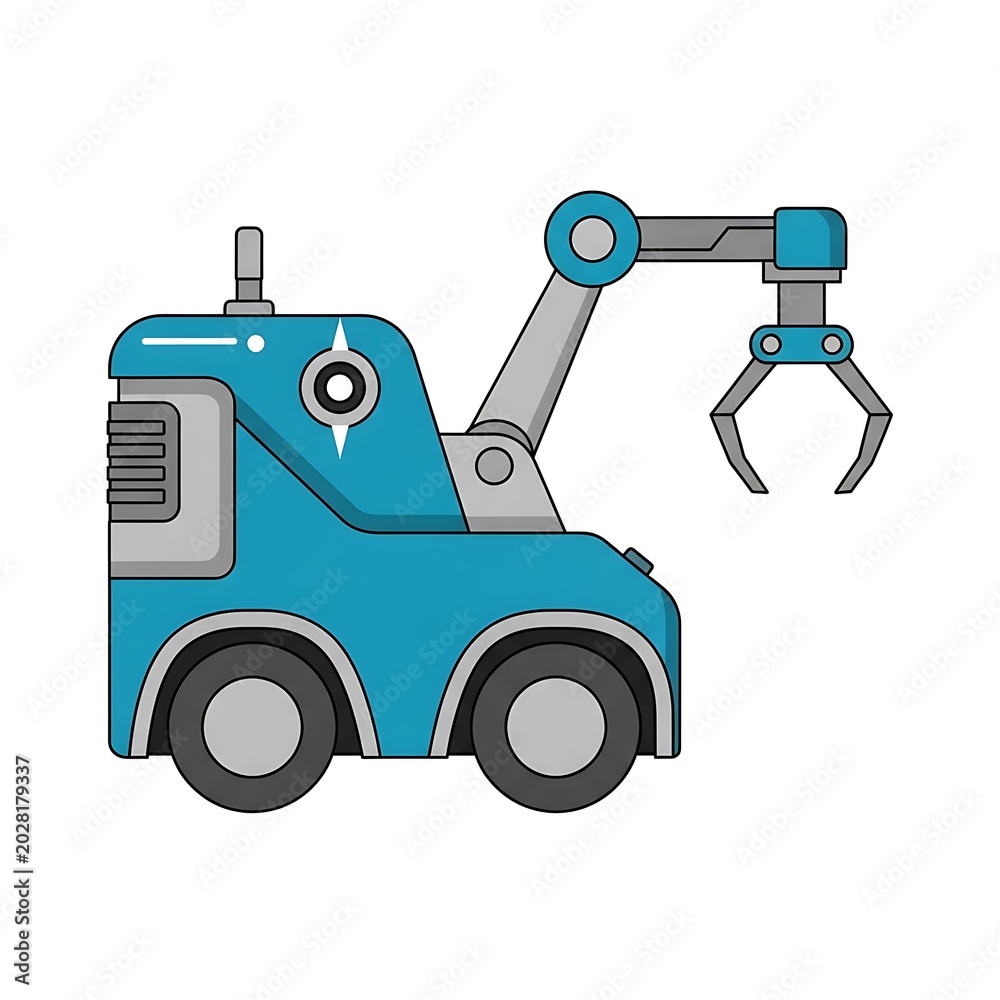 Naklejka premium Blue toy robot arm vehicle.