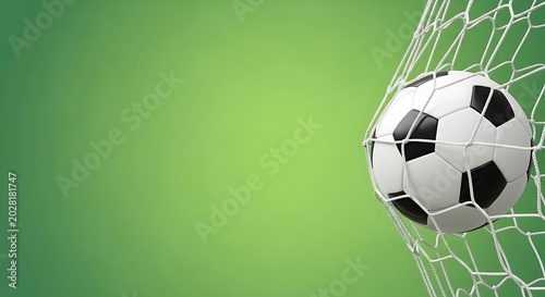 A soccer ball hitting the back of the net representing a winning goal concept