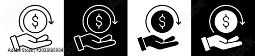 Crowd Funding White Black Icon Vector Illustration