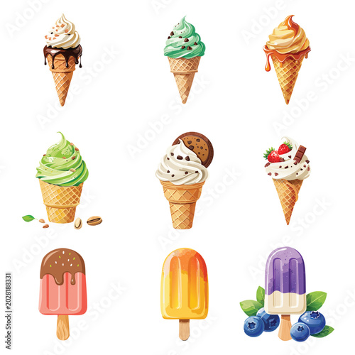 Cute Ice Cream Vector Pack with Cones and Popsicles