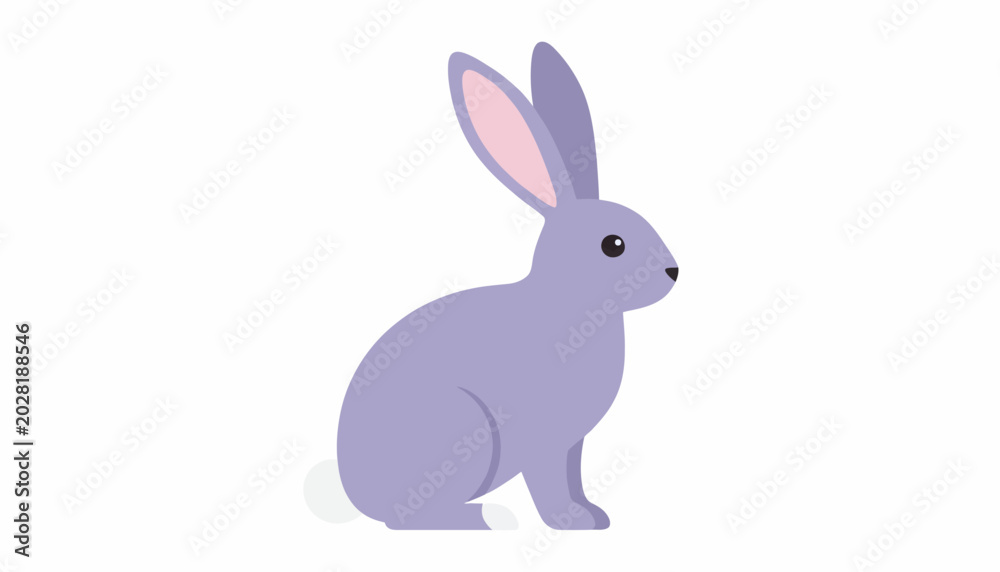 Obraz premium Purple bunny, cartoon rabbit, lilac hare, vector illustration, cute animal