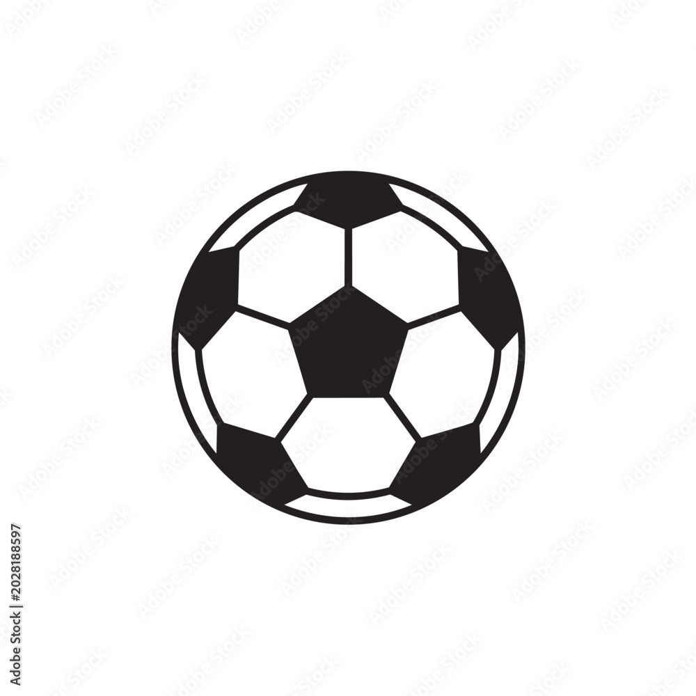 Fototapeta premium Single soccer ball icon with round object team sport football illustration equipment recreation
