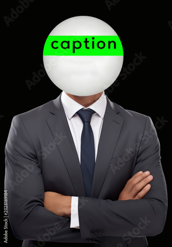 Anonymous Emoji Face Character with caption head, Isolated on Transparent Background