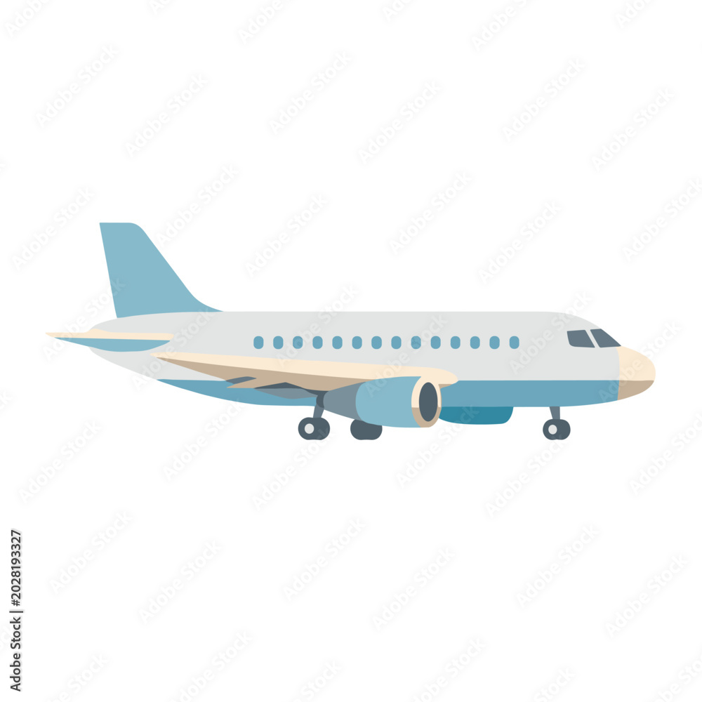 Fototapeta premium Airplane Vector Illustration With Wings With Engine
