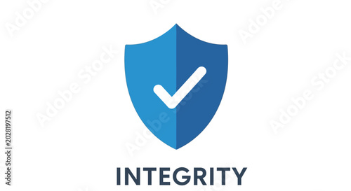 Schilderij op canvas Blue Shield with Check Mark Symbolizing Integrity and Trust.