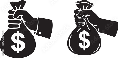 Photos Hand holding a money bag with a dollar sign symbolizing financial wealth and investment