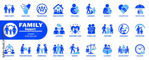 Tableau sur toile Family support vector icon set