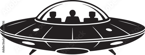 Flying Saucer Silhouette with Interior Details Isolated. silhouette vector illustration