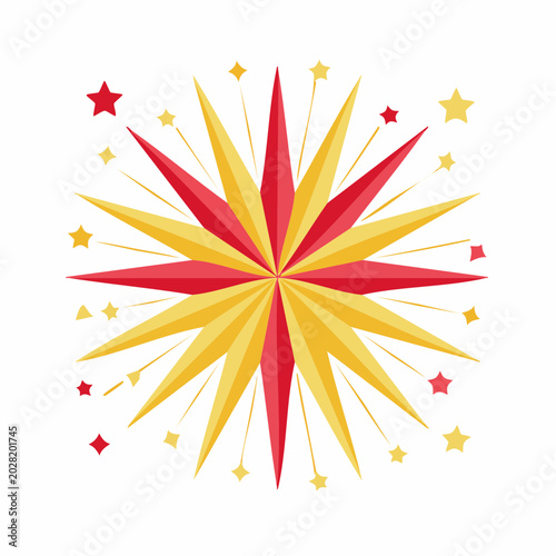 Red and Yellow Starburst with Stars