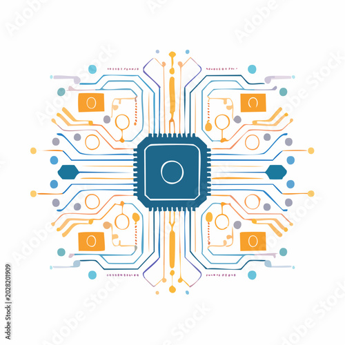 Abstract Microchip Circuit Board Design