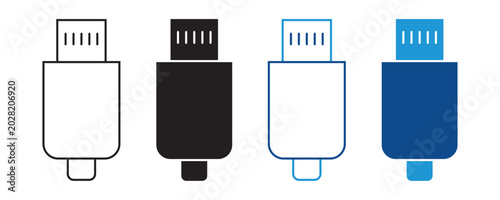 Foto USB Type C Icon Set Vector Flat and outline Design Technology Connector Collecti