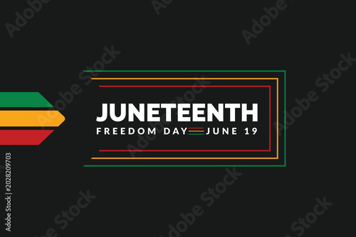 Juneteenth Independence Day. Freedom or Emancipation day. Annual american holiday, celebrated in June 19. Black, red and green. Vector