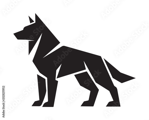 Modern geometric German Shepherd silhouette vector on white background for dog logo