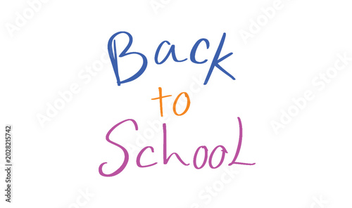 Schilderij op canvas Back to school text font colorful calligraphy hand written lettering script blue