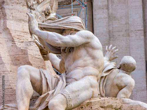 Italia, Lazio, Roma, Piazza Navona, fontana dei Quattro Fiumi, del Bernini.