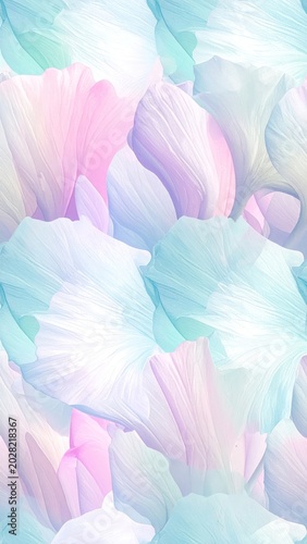Delicate pastel watercolor floral petals with soft, ethereal glow, seamless pattern, abstract background