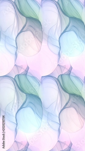 Abstract watercolor patterns in pastel hues of blue, pink, and green create a soothing and elegant visual texture
