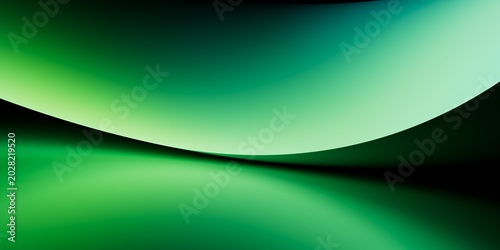 Abstract clean minimalist wallpaper. Green gradients in the dark. Ideal premium tech background for ads, landing pages, start-up visuals and banners. 3d illustration