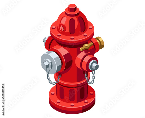 Red fire hydrant for emergency water supply