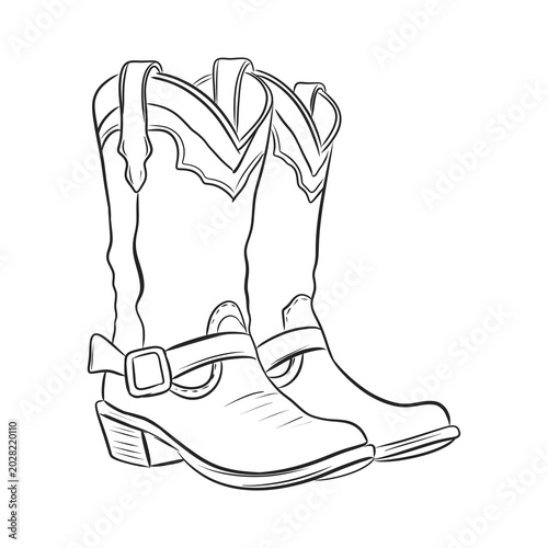 Cowboy boots drawn in a simple style ready for a country event or outdoor activity