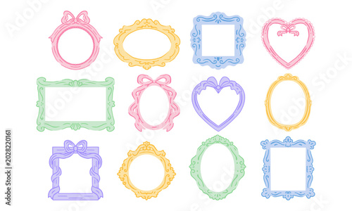 Cute pastel rococo vintage frame decorative clipart