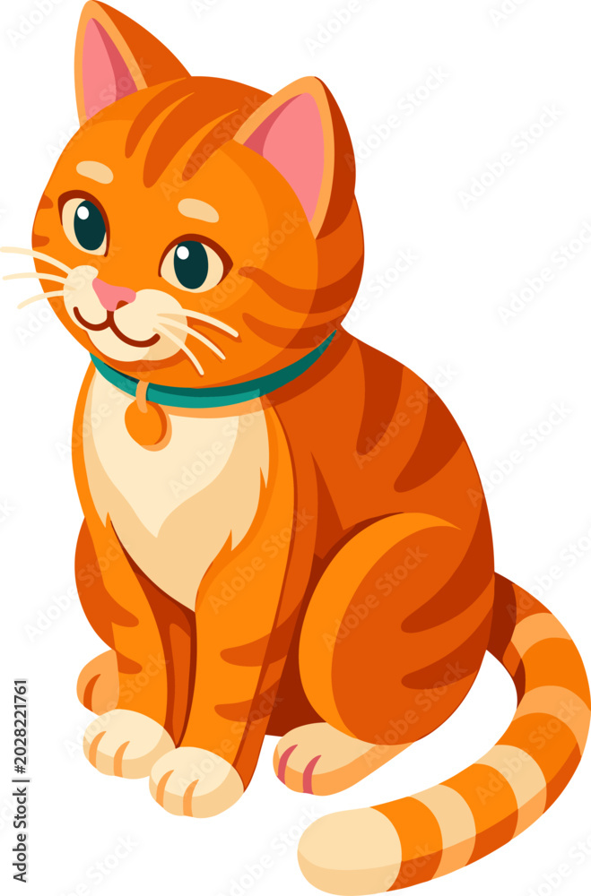 Obraz premium Friendly ginger tabby cat sitting and looking forward