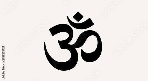 Photos Om symbol, yoga icon, sacred sound, Hinduism sign, black vector graphic