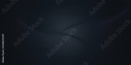 Abstract futuristic blue background wireframe landscape, polygonal mountains, data flow
