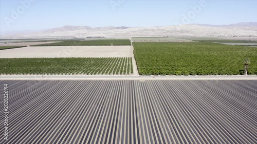 Agriculture in Salton Sea Basin Mecca California Drone Aerial View