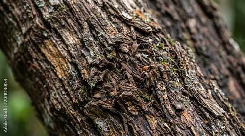 Detailed Rough Tree Bark Texture with Moss Growth for Natural Background Design