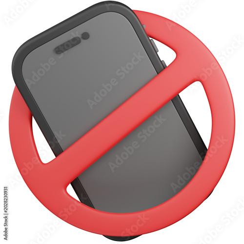 3d render No Mobile Phone Icon