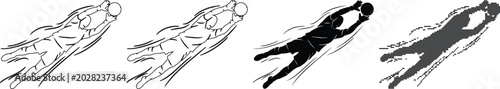 Photos Soccer goalkeeper diving for ball vector illustration depicting athletic save and defensive performance actions