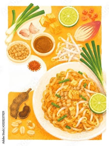 Pad Thai Noodles with Shrimp and Fresh Lime