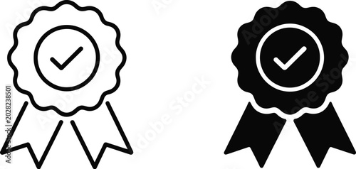 Quality guarantee icon outline pictogram featuring flat symbols for certification labels, business branding, and interfaces.