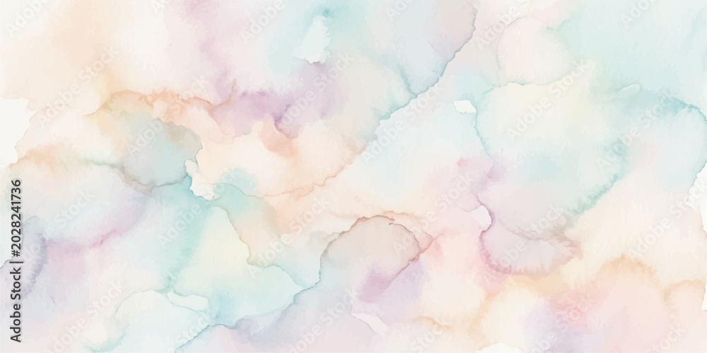 Obraz premium Soft watercolor washes in pastel hues blend seamlessly, creating an abstract background that evokes a sense of calm and tranquility.