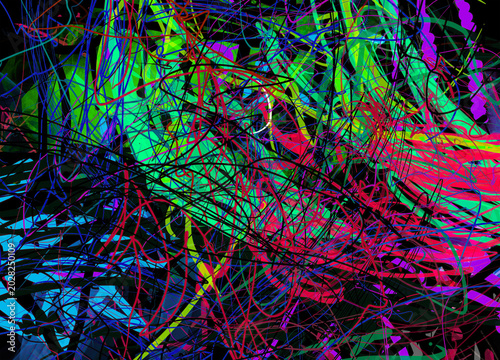 Hand-drawn abstract background filled with colorful chaotic lines, layered strokes, playful textures, and vibrant artistic energy creating dynamic visual movement.